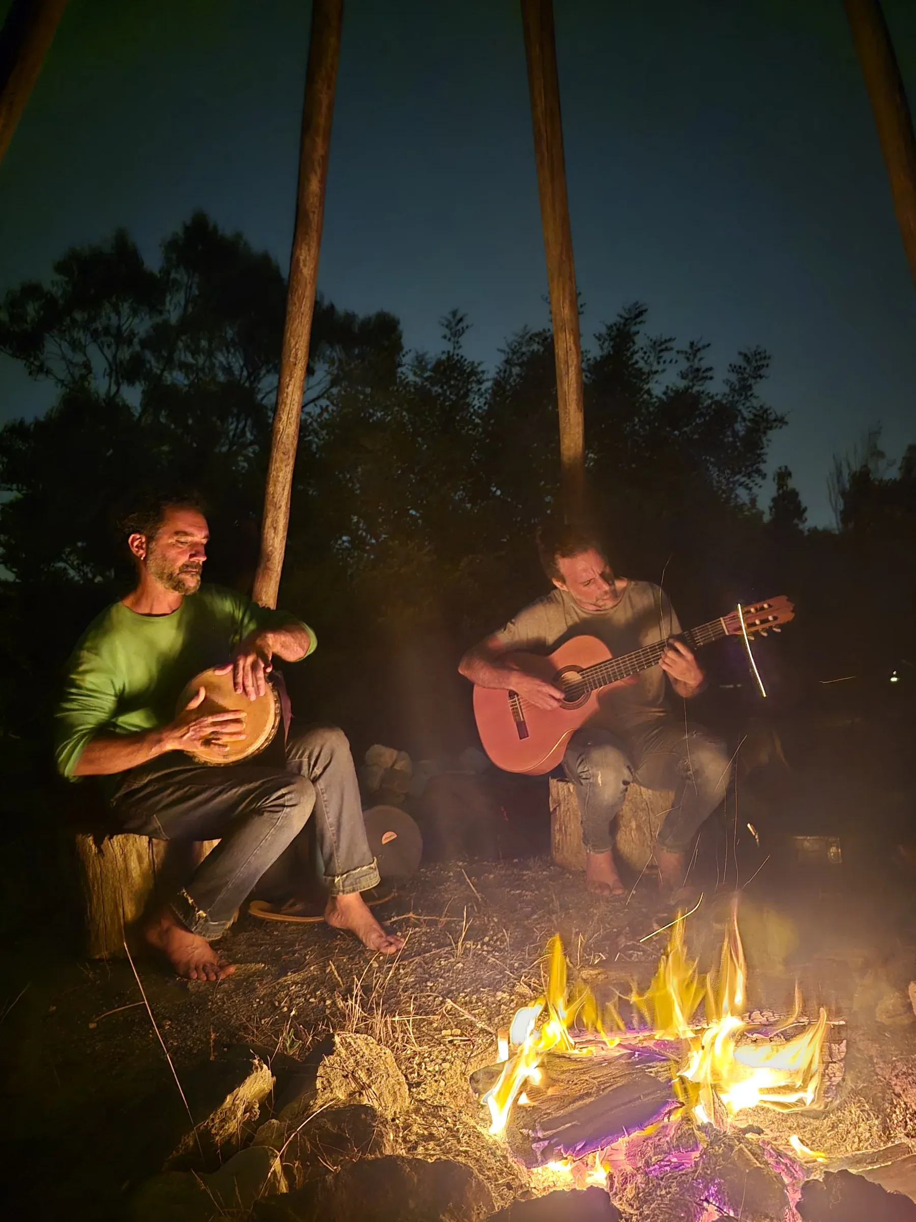Playing round the fire